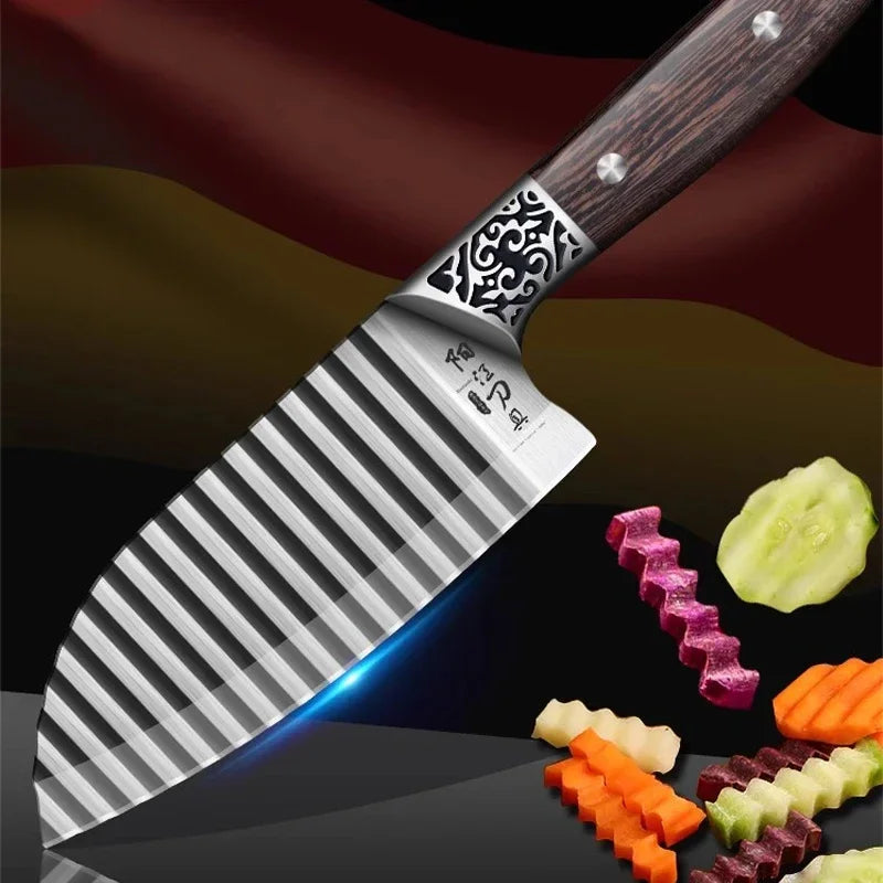 SharpEdge - Køkkenkniv - træhåndtag, savtakket blad, skarp og holdbar