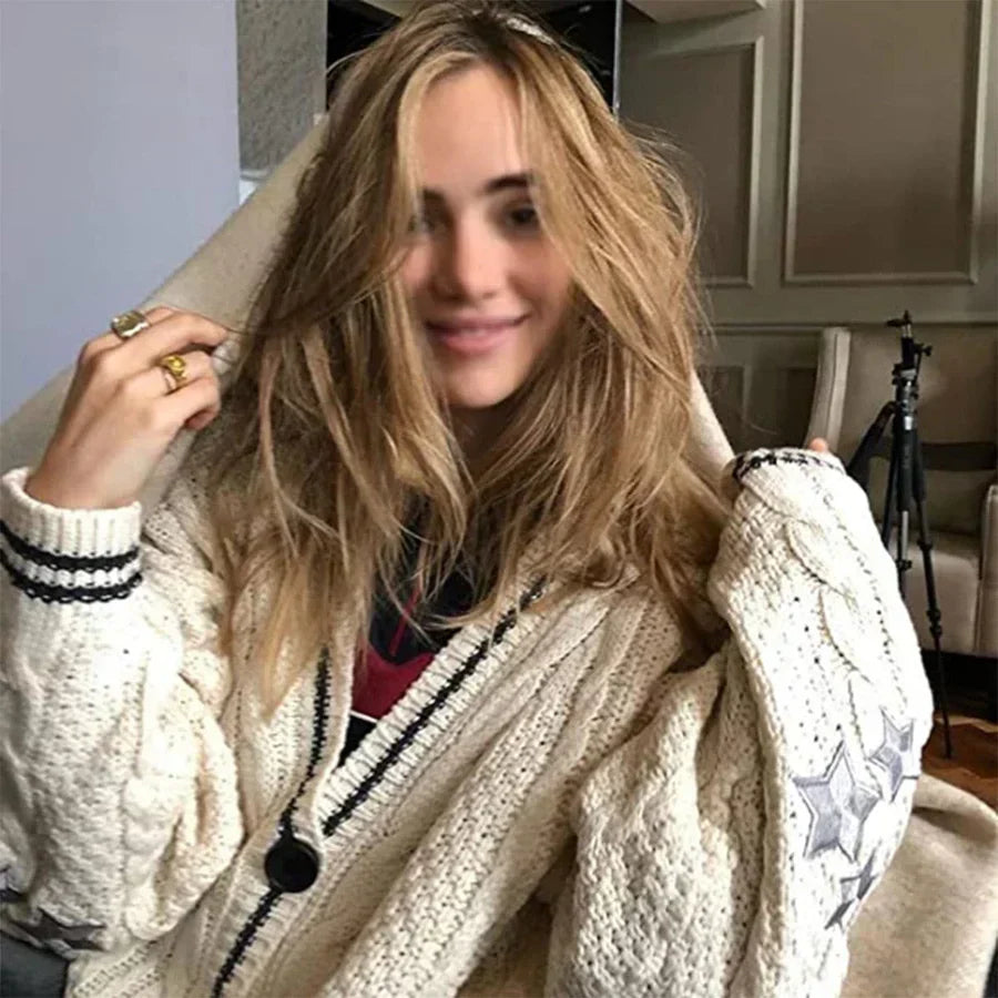 HerbstEleganz - Autumn caramel cardigan | Varm med stilfuldt broderi