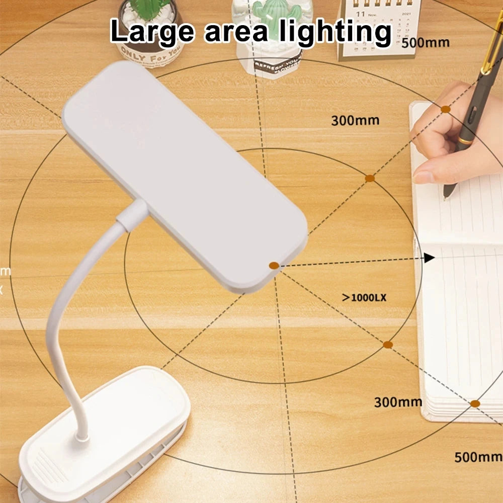 360° Fleksibel LED Bordlampe | USB Dæmpbar m. Klemme | Øjenbeskyttelse til Læsning & Arbejde