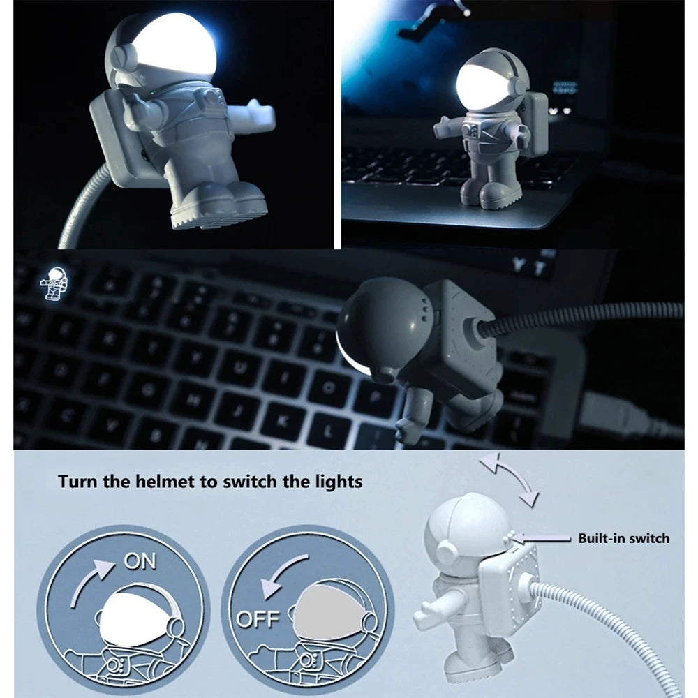 Astronaut USB Bordlampe | Bærbar LED Natlampe & Boglys