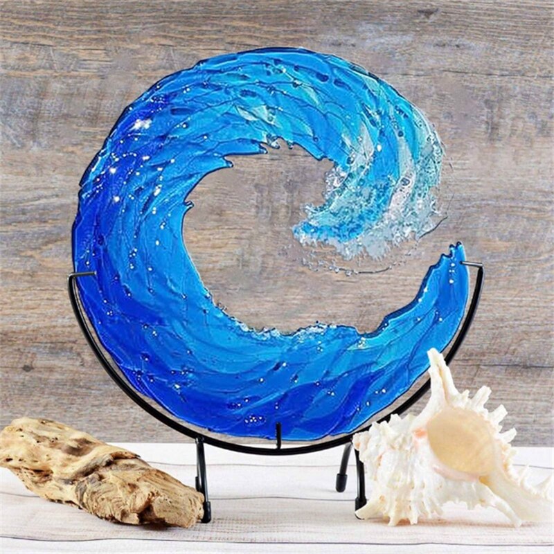 Elegant Oceangolf Skulptur i Klart Glas – Håndlavet Hjemmedekoration med Lysrefleksion, 12,7 cm, 20,32 cm, 30,48 cm-2