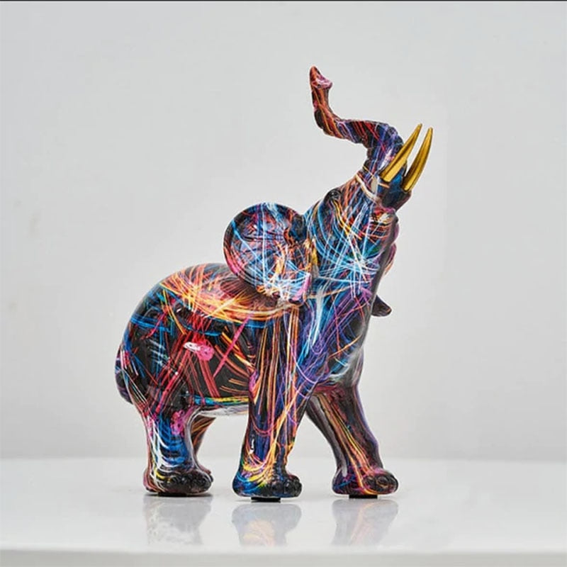 Abstrakt Elefant Væg Dekoration i Miljøvenlig Harpiks – Unik Kunst til Kontor og Stue, 17,7 x 16,3 x 8 cm-4