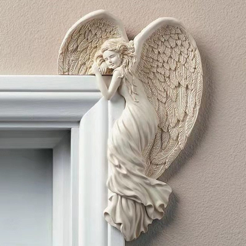 Lief Engelframe Hjørne Dekoration – Håndlavet Harpiks Engel, Vejrbestandig, 11 x 4,5 x 16 cm-3