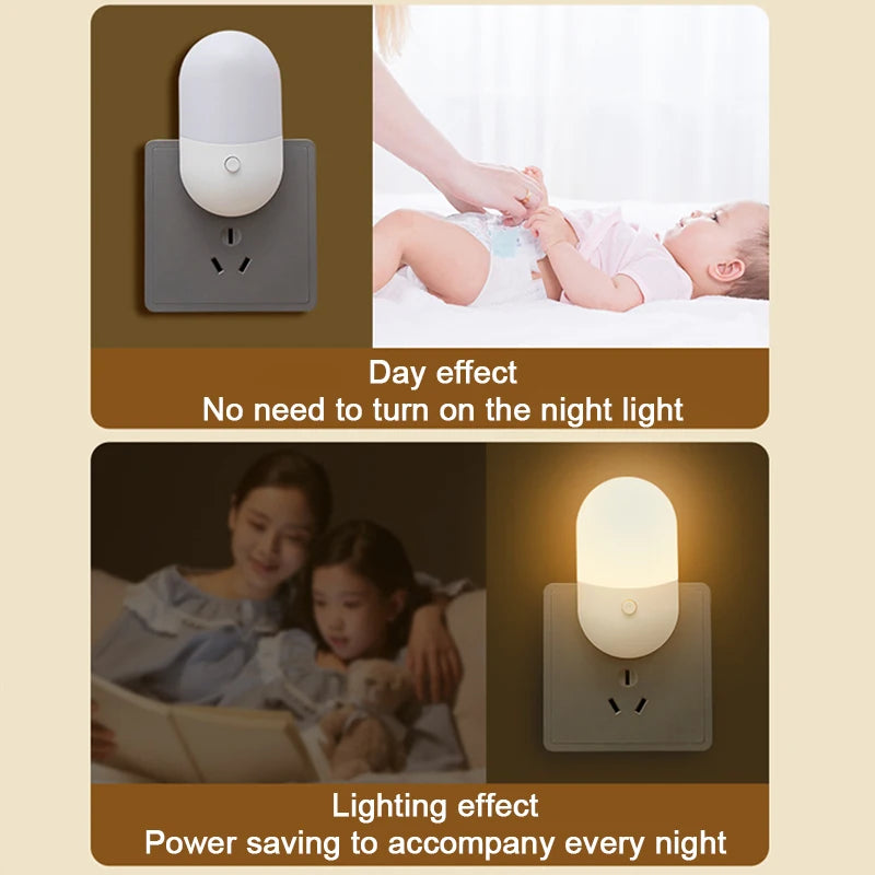 LED Mini Natlampe – Plug-in med Blødt Lys til Børn & Voksne