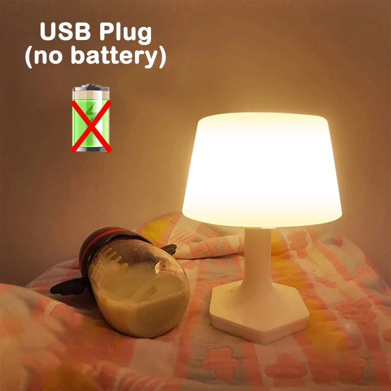 LED Øjenbeskyttende Bordlampe | USB Natlampe med 2 Lysfarver til Soveværelse & Studie
