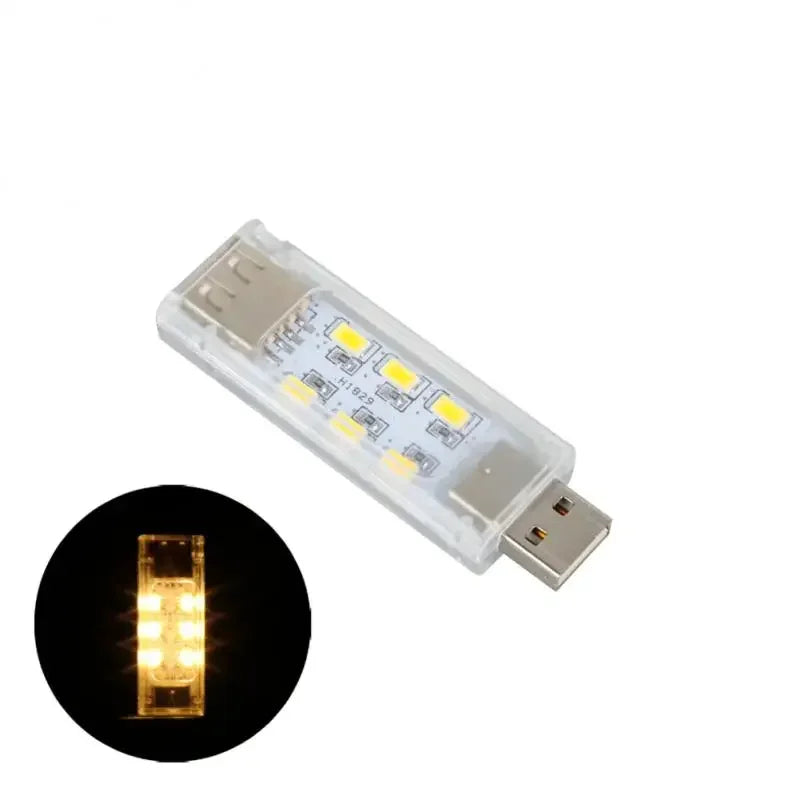 Mini USB LED Boglampe | Bærbar Dobbelt­siddet 12 LED Natlampe