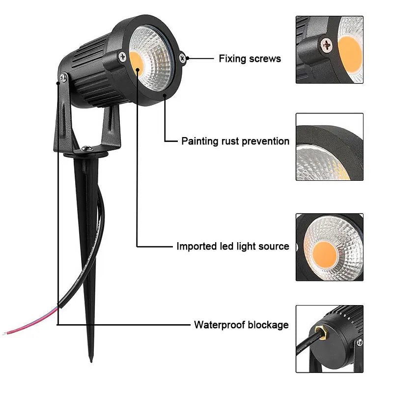 LED COB Havelys – Udendørs Jordspyd Spotlight (5W/7W/10W/15W/18W)