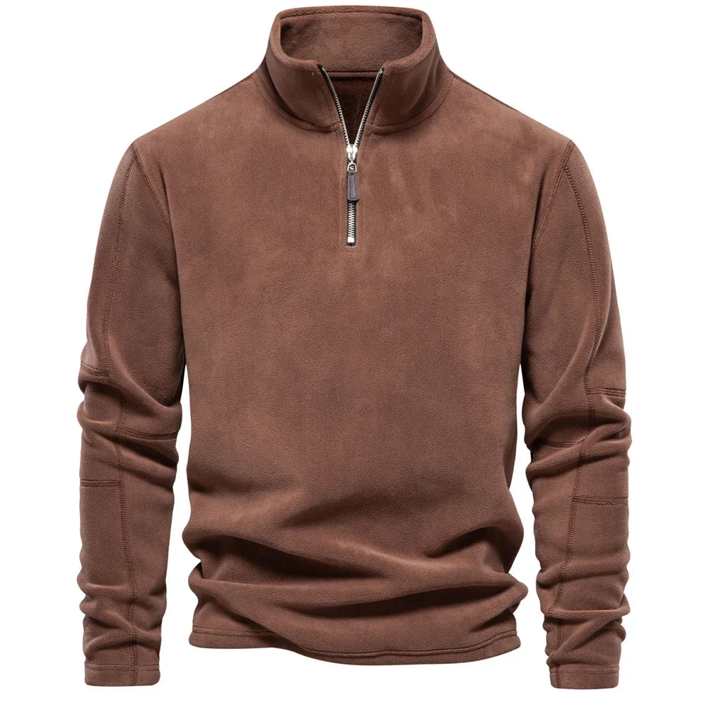 ArneWarmth - Fleeceforet sweatshirt med høj krave og justerbar kant