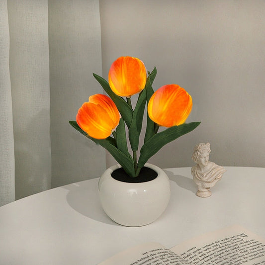 Elegant Tulp Nachtlicht med LED Belysning – Varmebestandigt Skum og Tekstil til Hyggelig Atmosfære-1