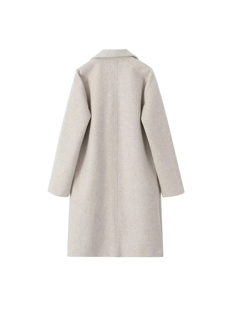 Amelie - Moderigtig ensfarvet lang trenchcoat til kvinder