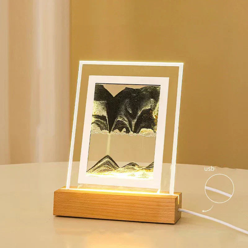 SandLume - Sand Art LED-bordlampe - kviksandsbevægelse, kunstnerisk boligindretning
