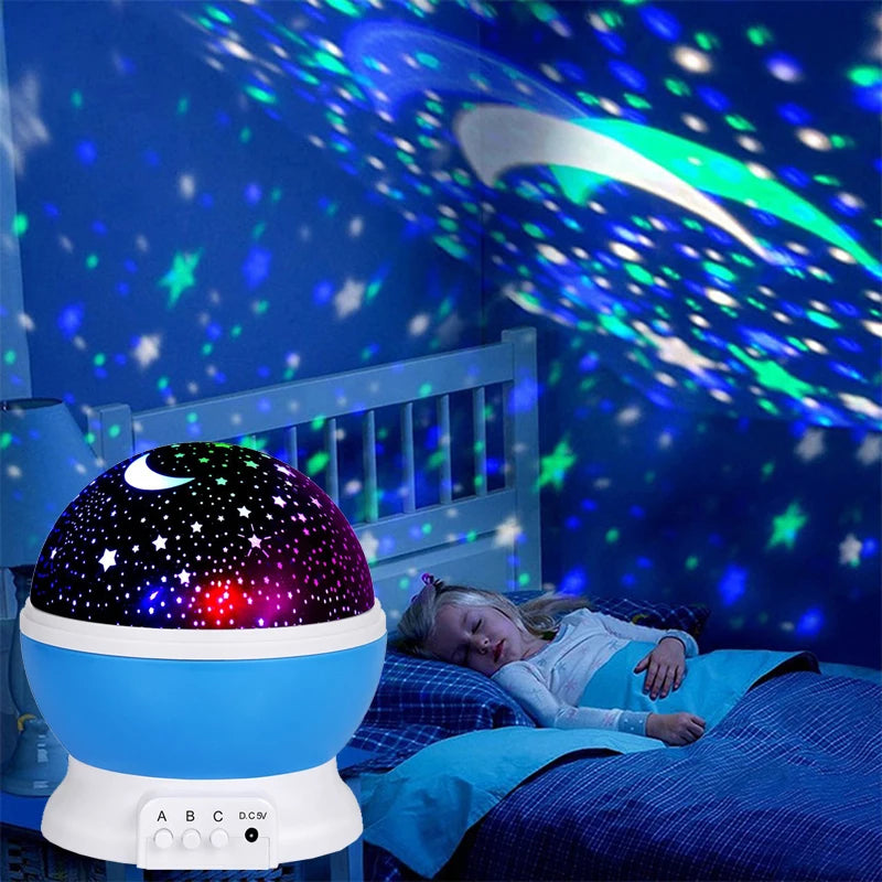 Stjernehimmel Projektor – Roterende Natlampe med Måne & Stjerner