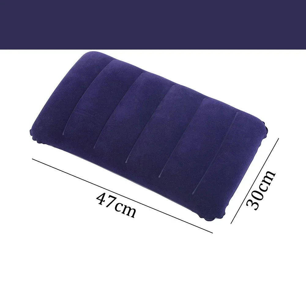 Oppustelig Rejsepude 47×30 cm | Foldbar & Let | Til Camping, Fly & Bil | Komfortabel Nakke- & Rygstøtte