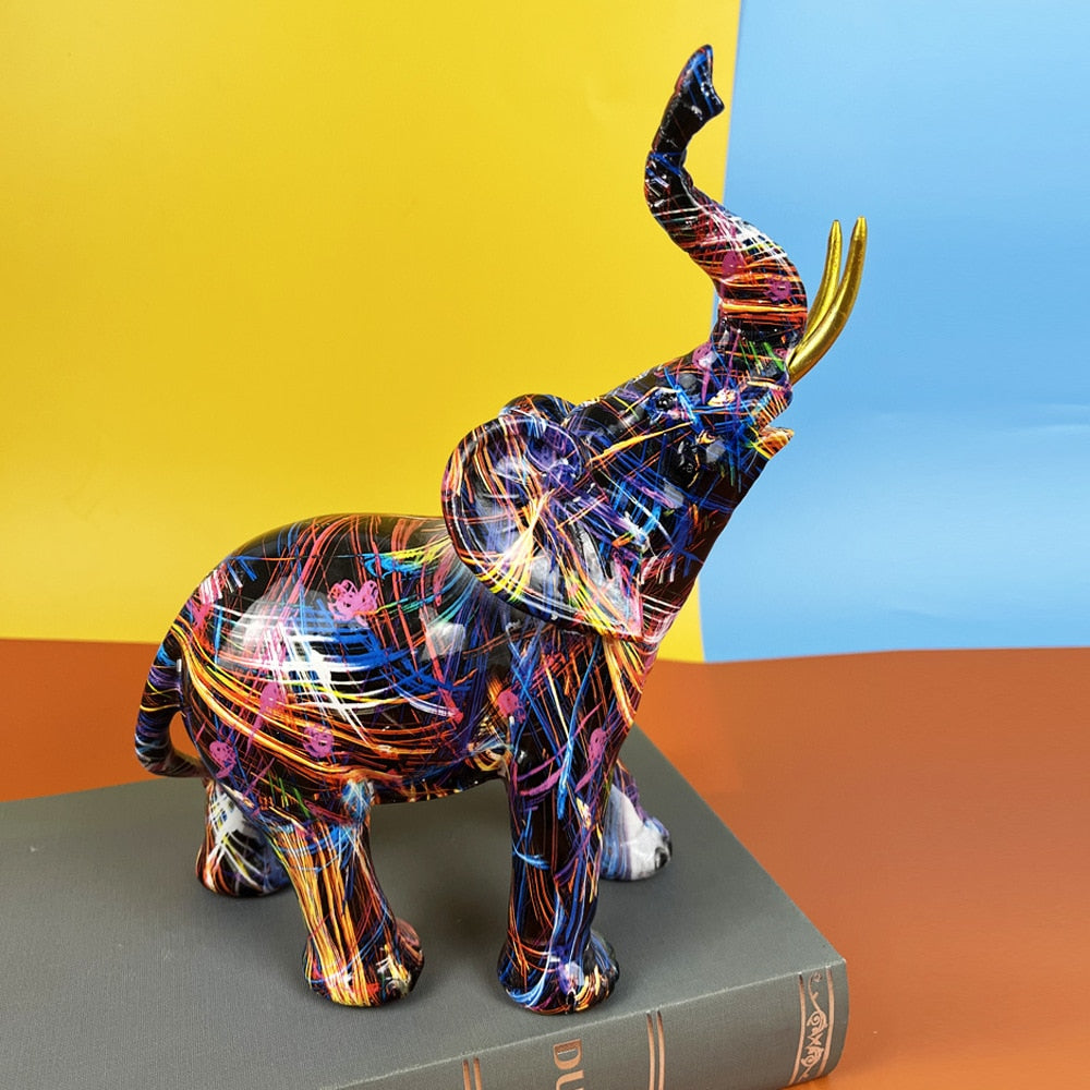 Abstrakt Elefant Væg Dekoration i Miljøvenlig Harpiks – Unik Kunst til Kontor og Stue, 17,7 x 16,3 x 8 cm-5