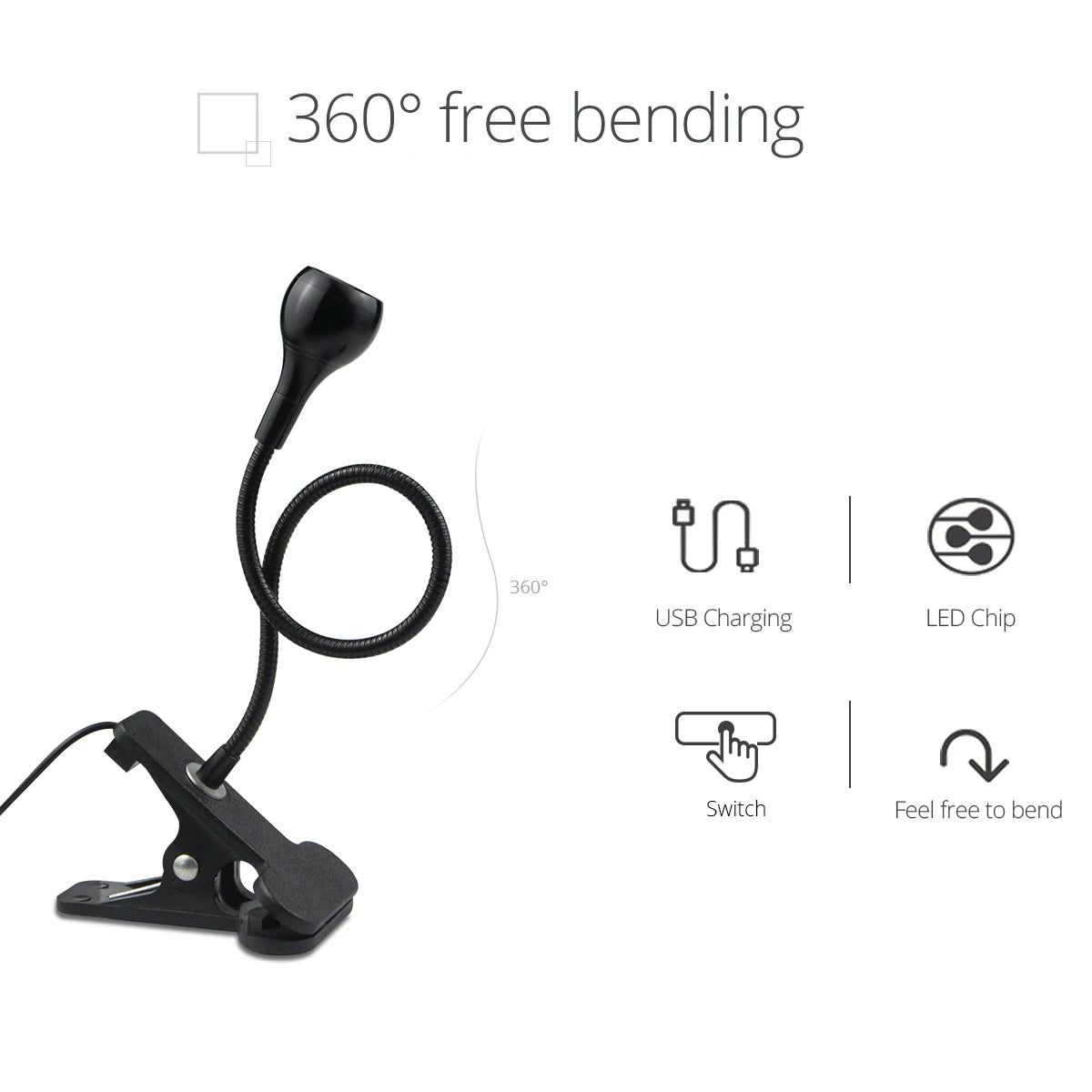 5V USB Bordlampe med Klip | Fleksibel LED Læselampe til Soveværelse & Kontor