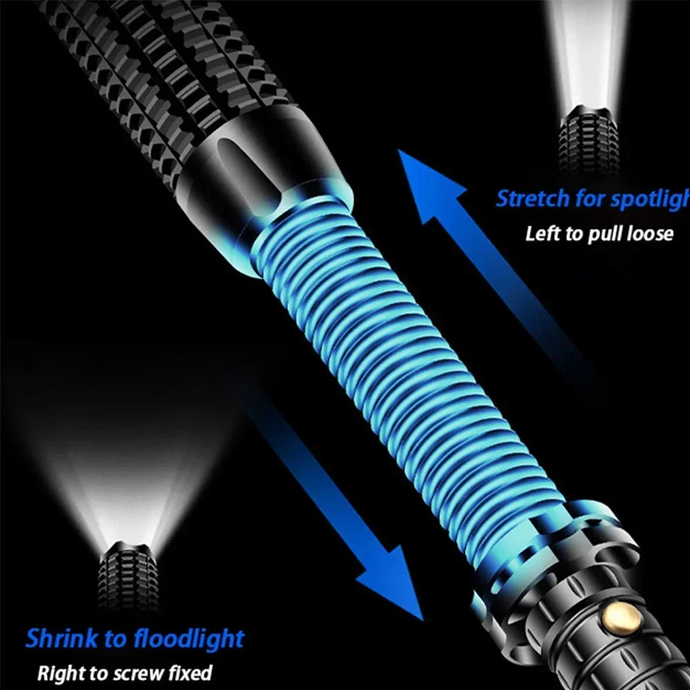 Taktisk LED Lommelygte | Baseballbat Design | 1000 LM | Zoom & Selvforsvar | USB Genopladelig & Vandtæt