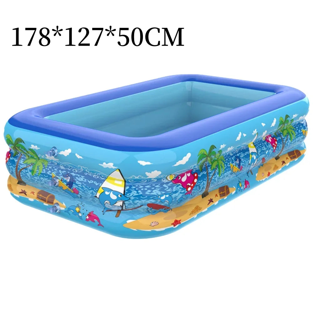Oppustelig børnepool | 110–180 cm | Ekstra tyk PVC | Sjovt tegneseriedesign til haven og altanen