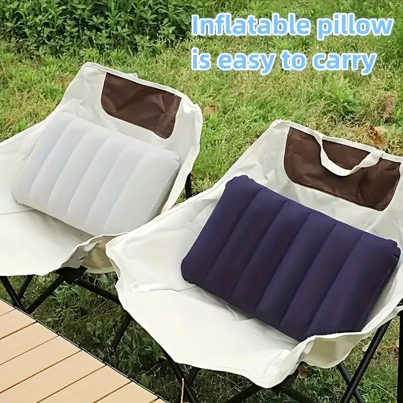 Oppustelig Rejsepude 47×30 cm | Foldbar & Let | Til Camping, Fly & Bil | Komfortabel Nakke- & Rygstøtte