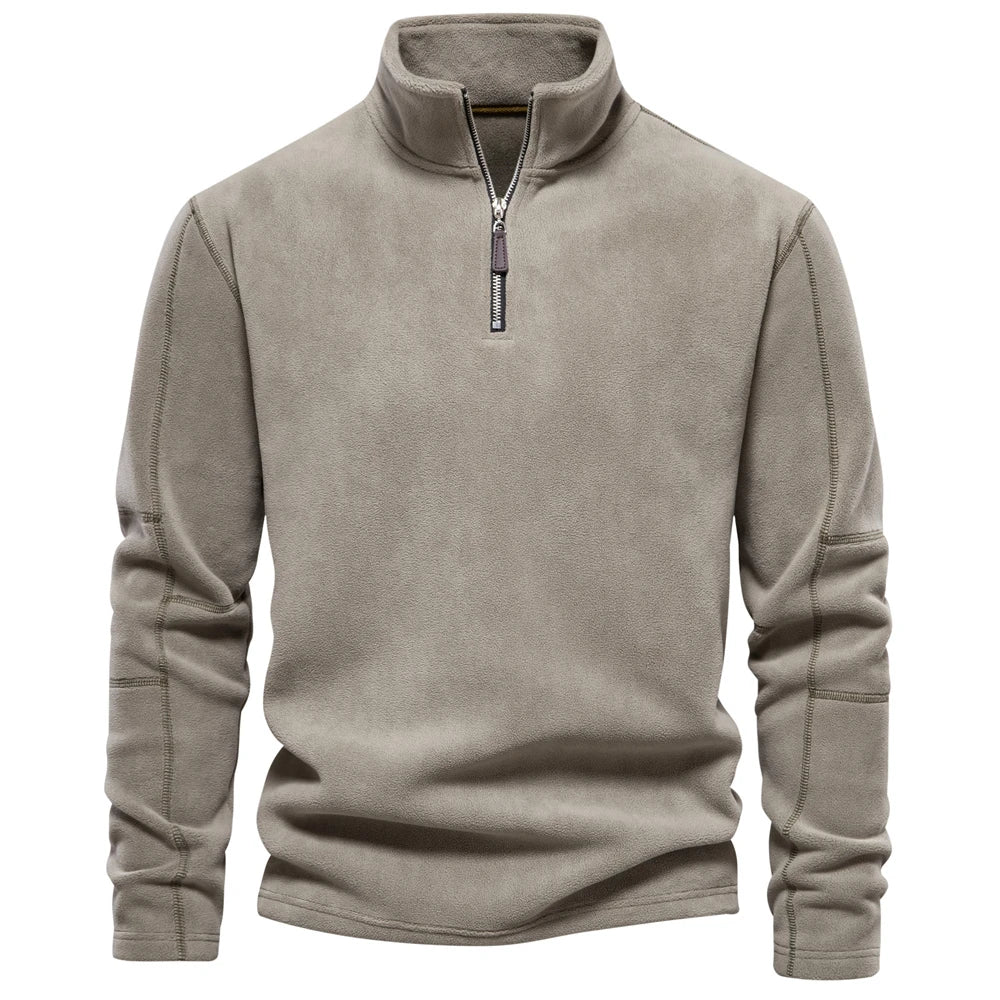 ArneWarmth - Fleeceforet sweatshirt med høj krave og justerbar kant