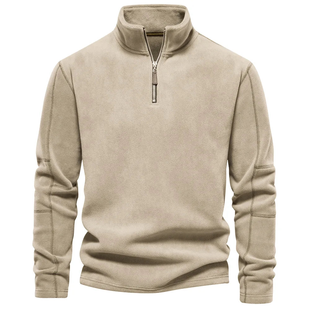 ArneWarmth - Fleeceforet sweatshirt med høj krave og justerbar kant