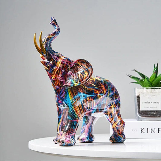 Abstrakt Elefant Væg Dekoration i Miljøvenlig Harpiks – Unik Kunst til Kontor og Stue, 17,7 x 16,3 x 8 cm-1