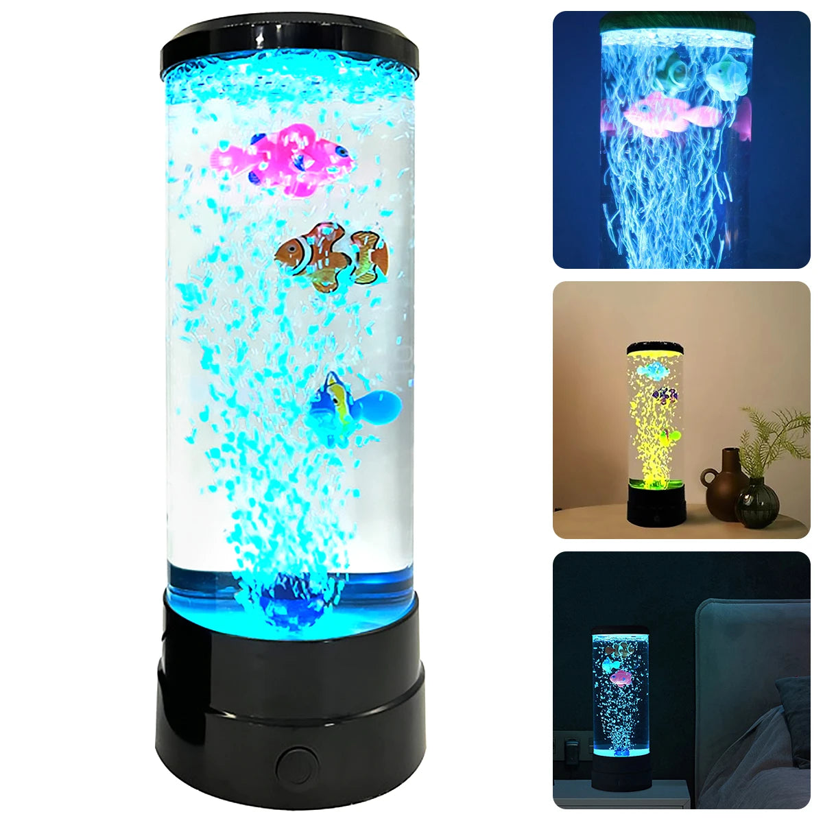 LED Fiskelampe | Multicolor Skift | Simuleret Akvarium Boble | Natlampe & Borddekoration