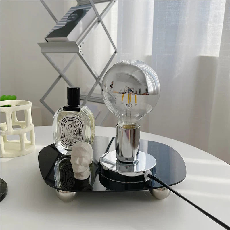 Minimalistisk LED Vintage Bureaulampe med Justerbar Lysstyrke – Metal og Glas, 40 cm Høj, Dæmpbar 3000K-6