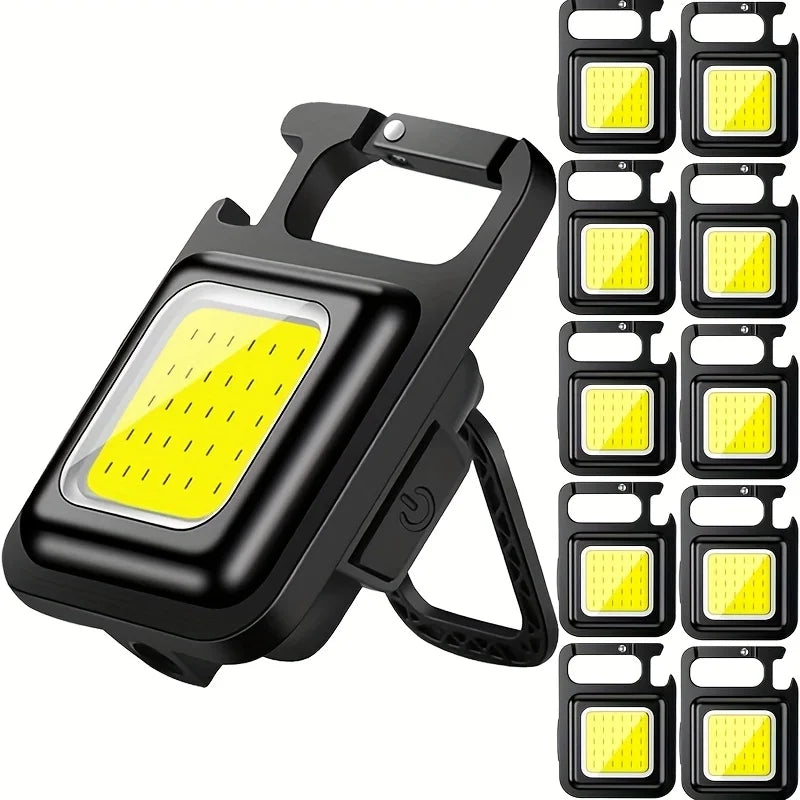 Mini COB Nøgleringslygte | 4 Lysindstillinger | Magnetfod & Stativ | USB Genopladelig Nødlommelygte