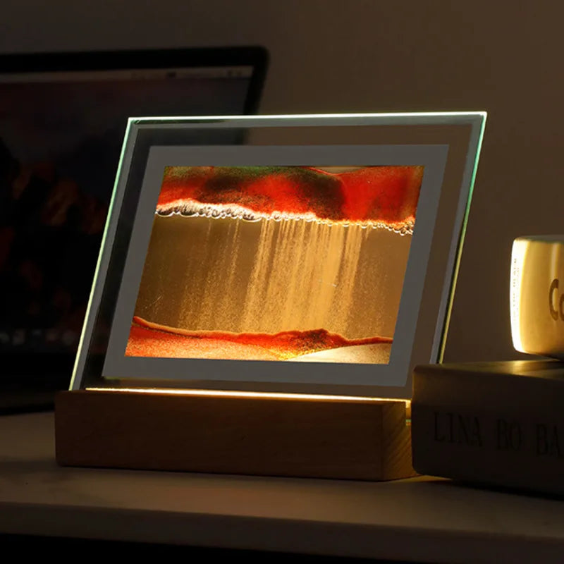 SandLume - Sand Art LED-bordlampe - kviksandsbevægelse, kunstnerisk boligindretning