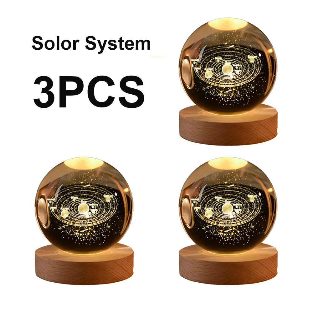 LED Night Light Milky Way Galaxy Solar System Crystal Ball Children Night Lamp Bedroom Ambient Light Creative Gift Night Light