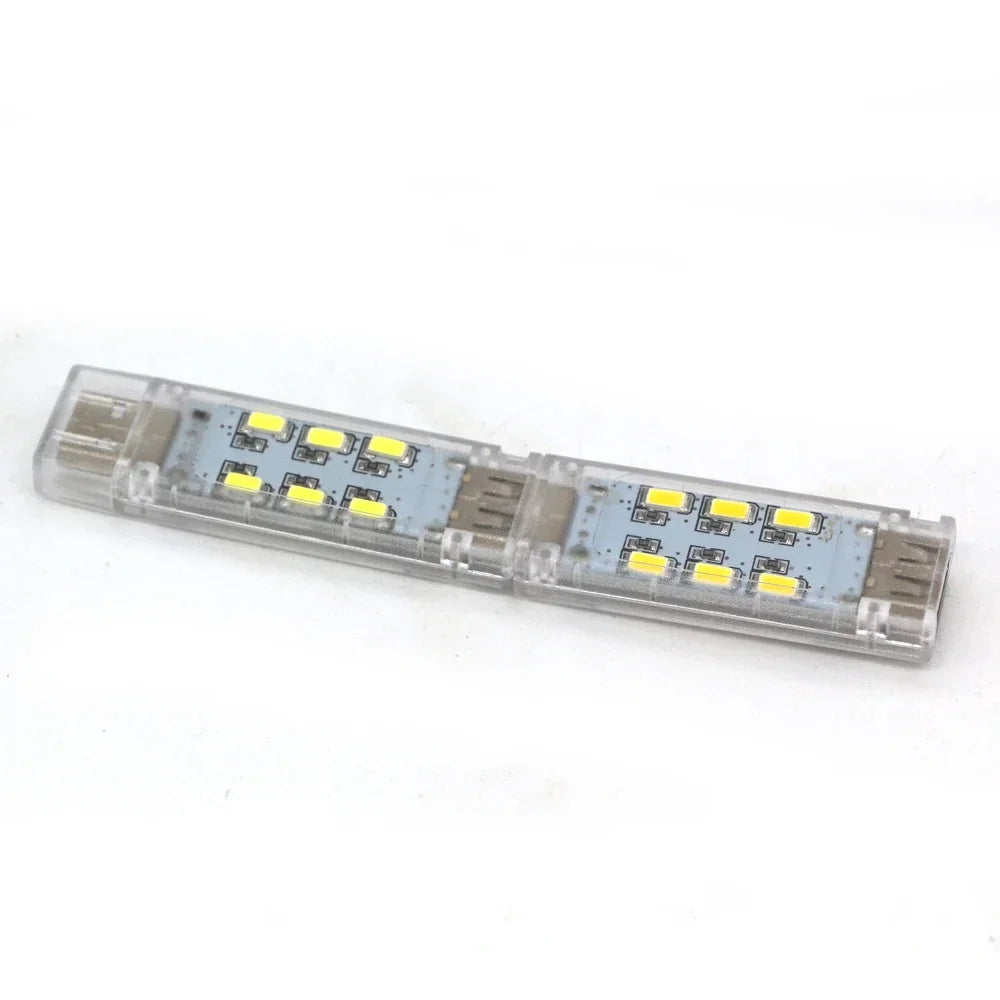 Mini USB LED Boglampe | Bærbar Dobbelt­siddet 12 LED Natlampe