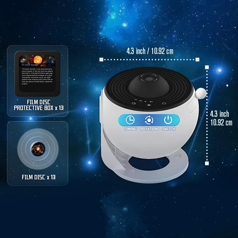 Galaxy Planetarium Projektor – 13-i-1 Stjernehimmel & Univers Projektion, HD, Timer, Børne-natlampe & Dekoration