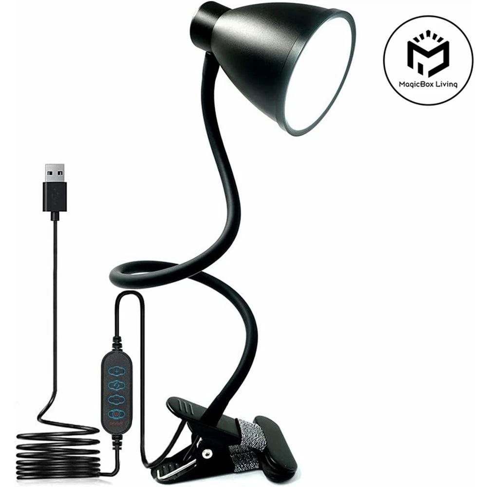 38 LED Bureaulamp | Clip-on Boglamp Med Timer & Øjenbeskyttelse