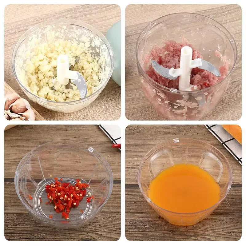 Manuel Grøntsagshakker | 500/900 ml | Rustfrit Stål Klinger | Til Hvidløg, Kød & Salater