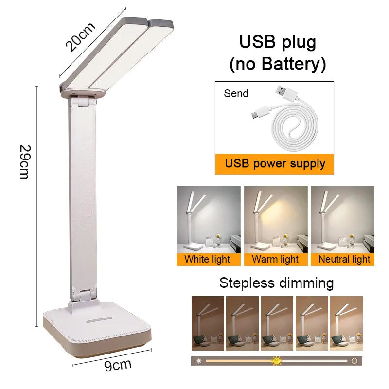LED-bordlampe | 3-trins dæmpbar og berøringsbetjent | USB-opladelig | Foldbar natlampe