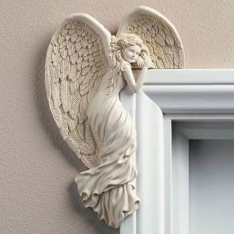 Lief Engelframe Hjørne Dekoration – Håndlavet Harpiks Engel, Vejrbestandig, 11 x 4,5 x 16 cm-2
