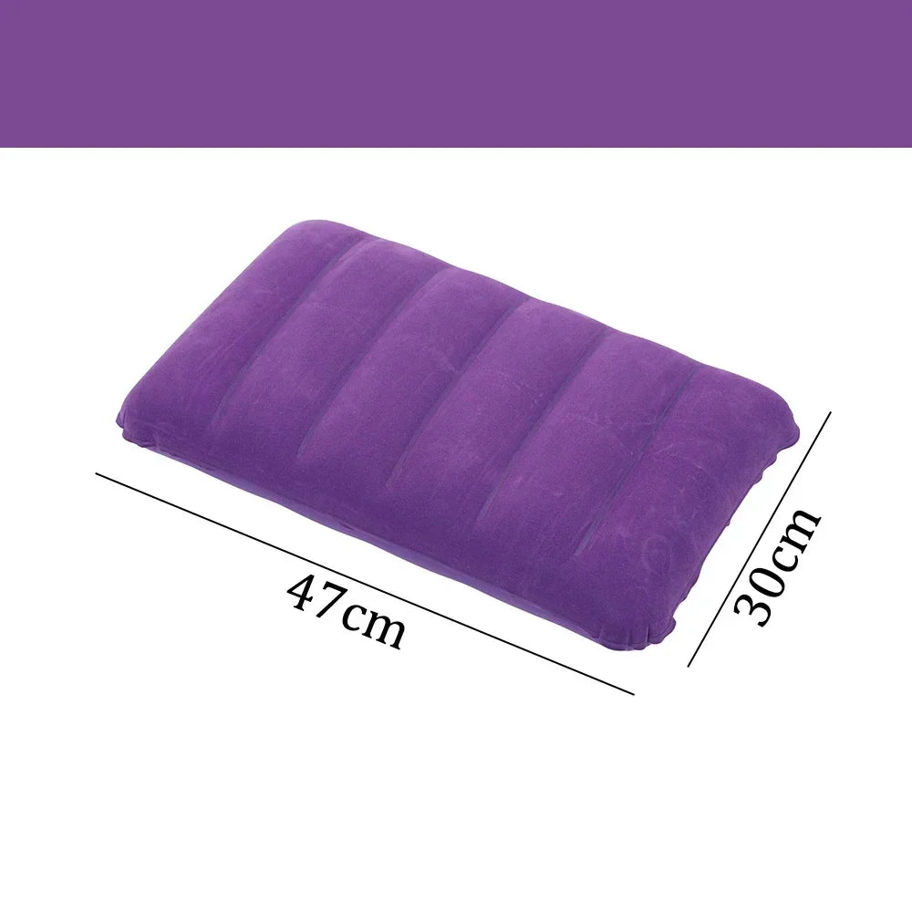 Oppustelig Rejsepude 47×30 cm | Foldbar & Let | Til Camping, Fly & Bil | Komfortabel Nakke- & Rygstøtte