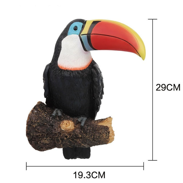 Håndlavet Hængende Toekan Figur i Hars – Farverigt Haveornament med Livagtige Nuancer, 19.3 x 11 x 29 cm-3