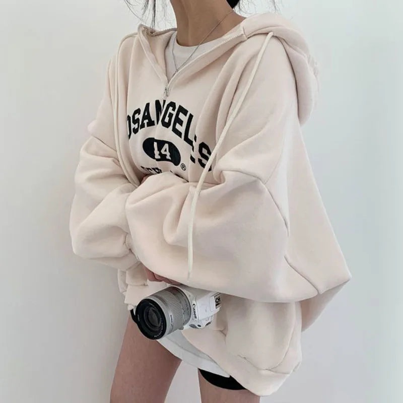 Amara - Casual oversized beige hættetrøje til kvinder | Perfekt til afslappede dage
