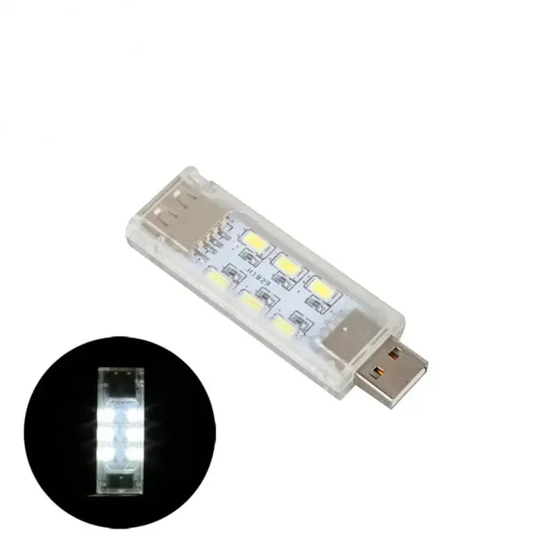 Mini USB LED Boglampe | Bærbar Dobbelt­siddet 12 LED Natlampe