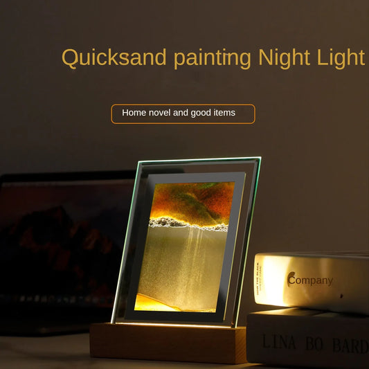 SandLume - Sand Art LED-bordlampe - kviksandsbevægelse, kunstnerisk boligindretning