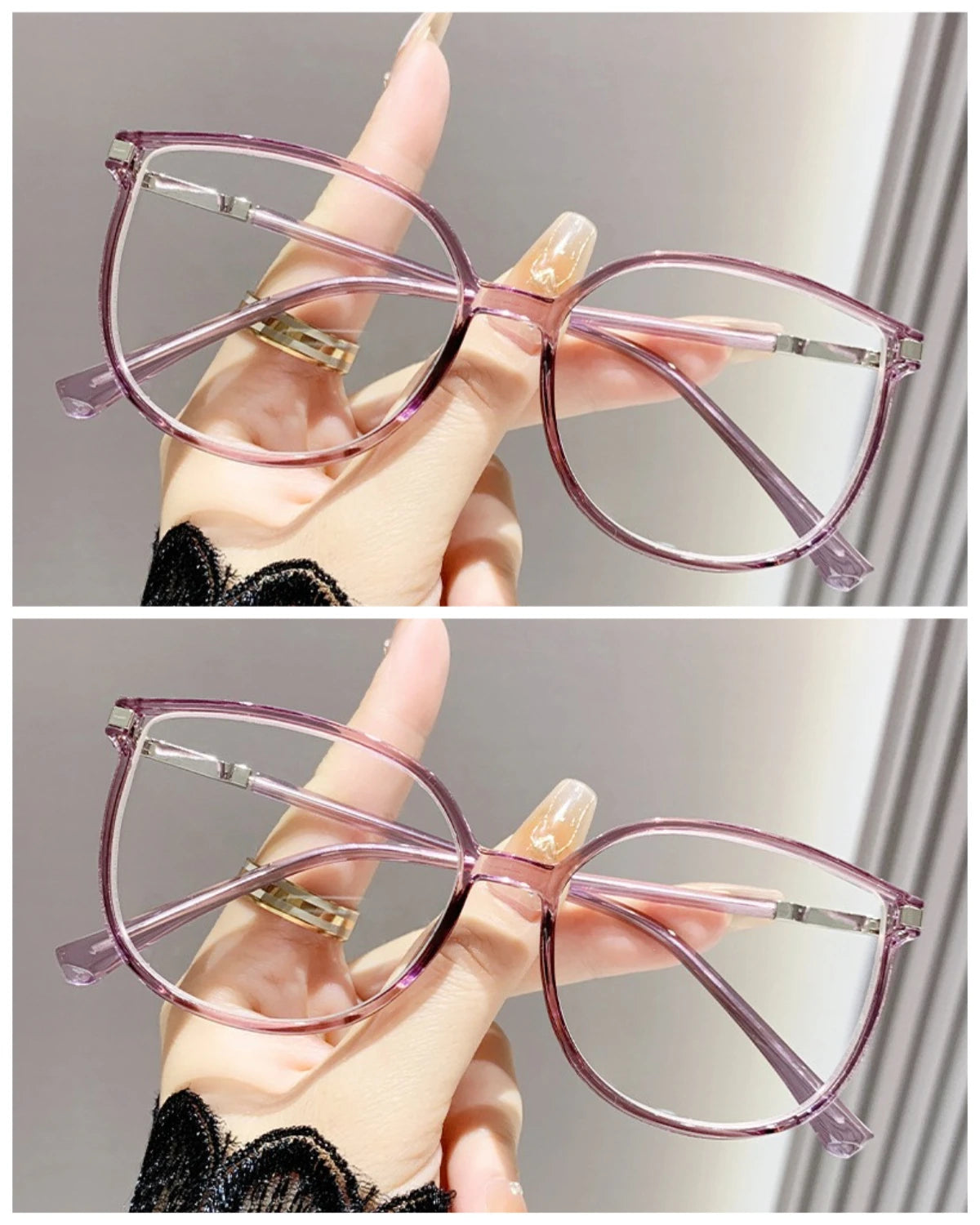 Mode læsebrille +100 til +400 med anti-blåt lys filter – Ovalt design til damer & unisex