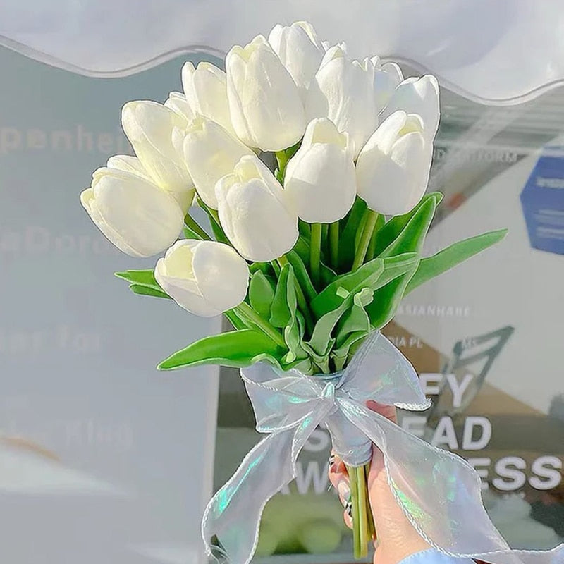 Kunstige Tulipaner Buket i Høj Kvalitet – Realistiske Falske Blomster til Bryllupper og Indretning-3