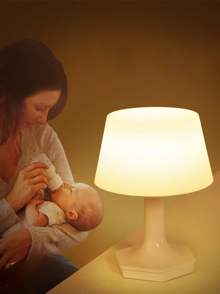 LED Øjenbeskyttende Bordlampe | USB Natlampe med 2 Lysfarver til Soveværelse & Studie