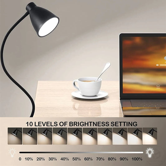 38 LED Bureaulamp | Clip-on Boglamp Med Timer & Øjenbeskyttelse