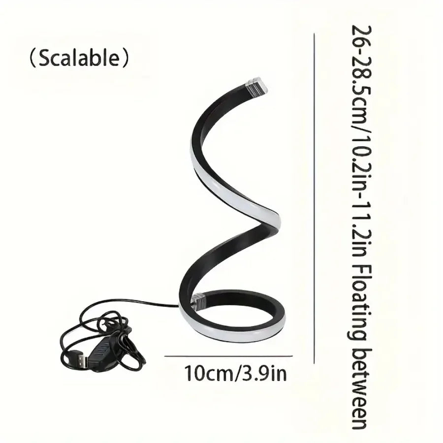 Spiralformet LED Bordlampe | USB Natbordslampe med 3 Lysfarver