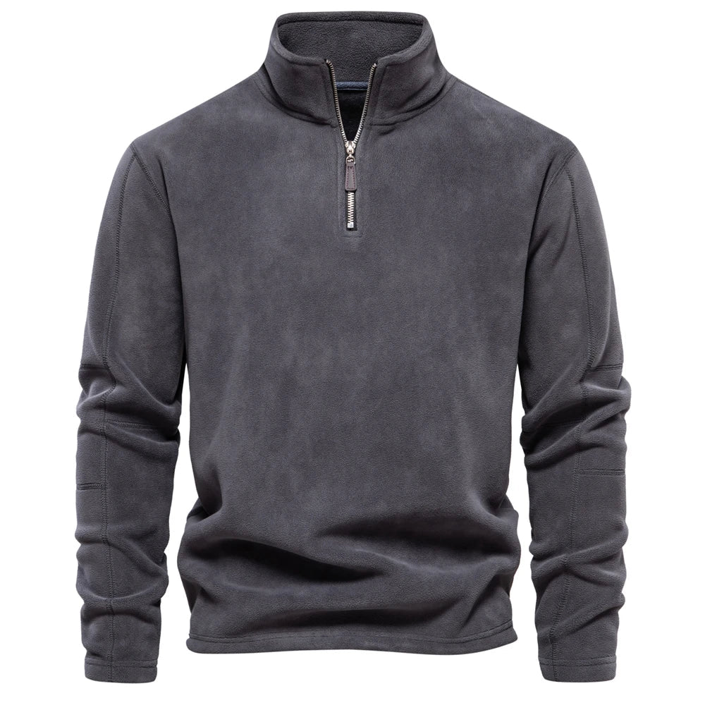 ArneWarmth - Fleeceforet sweatshirt med høj krave og justerbar kant