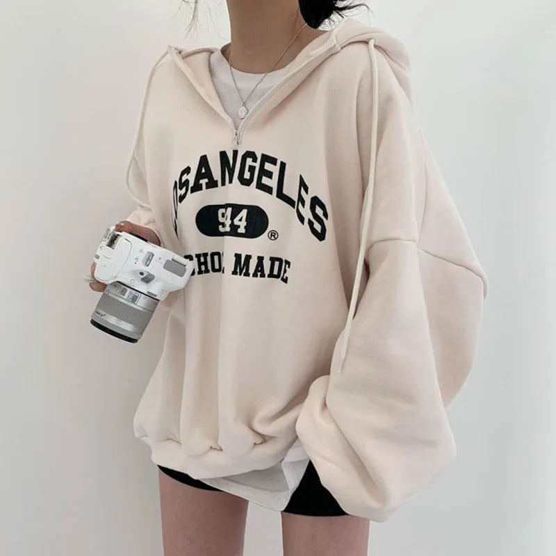 Amara - Casual oversized beige hættetrøje til kvinder | Perfekt til afslappede dage