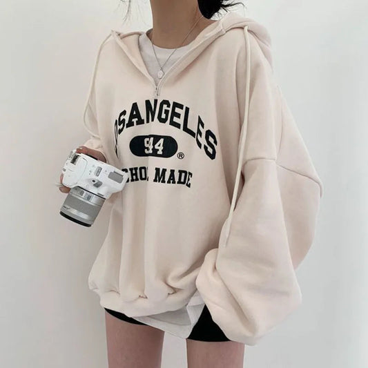 Amara - Casual oversized beige hættetrøje til kvinder | Perfekt til afslappede dage