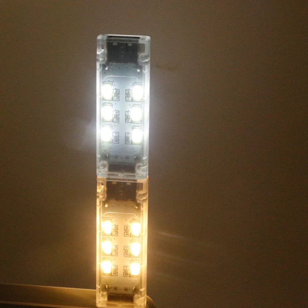 Mini USB LED Boglampe | Bærbar Dobbelt­siddet 12 LED Natlampe